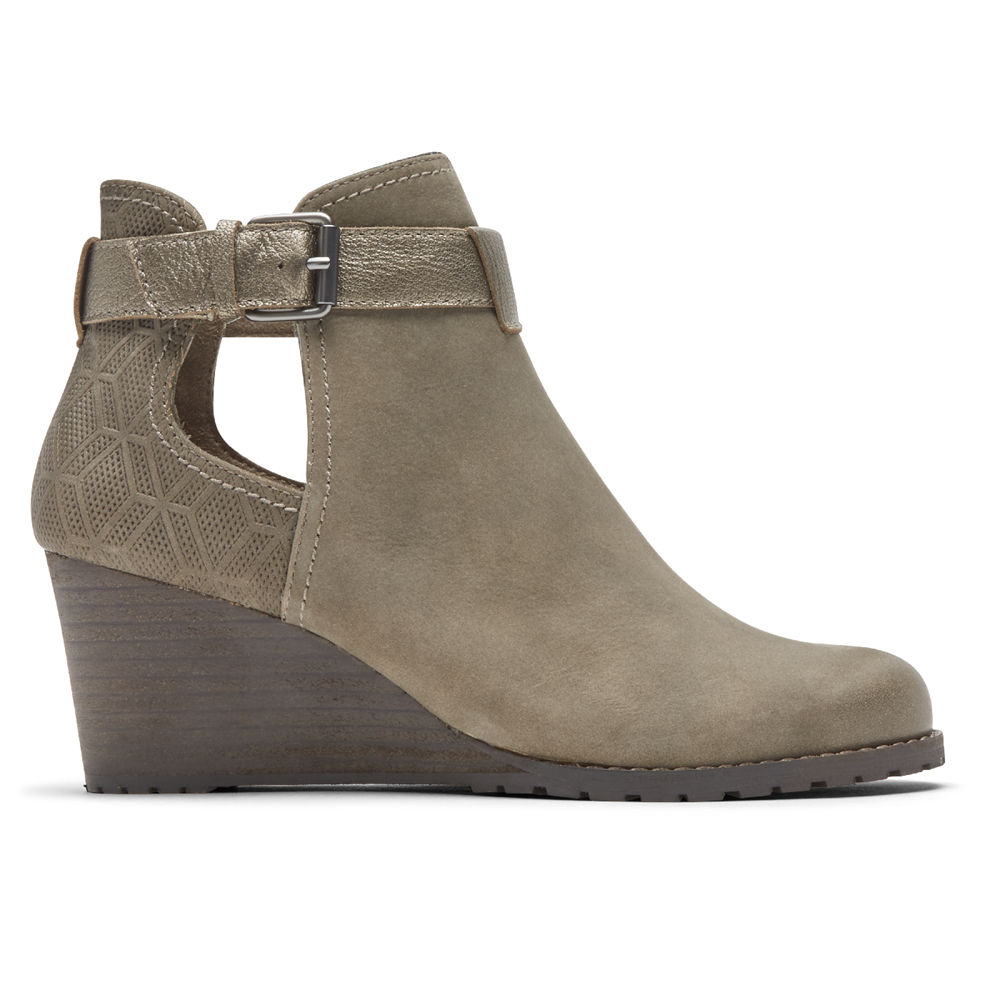 Rockport Womens Booties Grey - Cobb Hill Lucinda Open - UK 351-GNLFYH